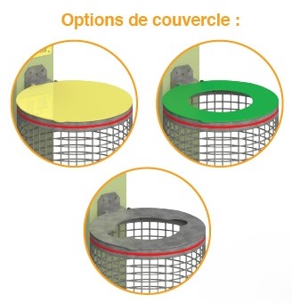 Corbeille grillagée 60L sur poteau bois Medellin 2